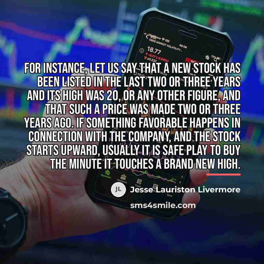 “For instance, let us say that a new stock has…” quote by Jesse Lauriston Livermore