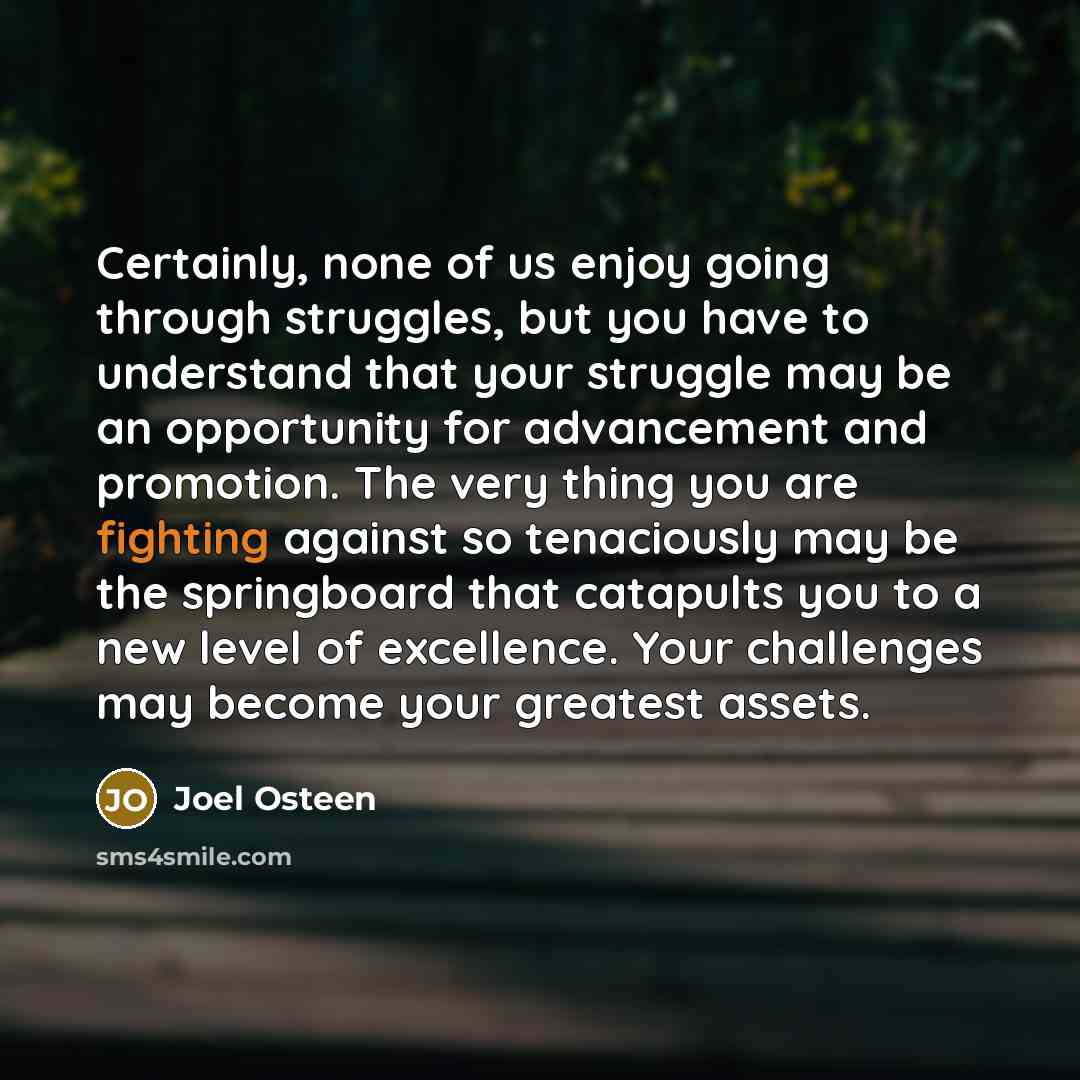 “Certainly, none of us enjoy going through struggles, but you…” quote by Joel Osteen
