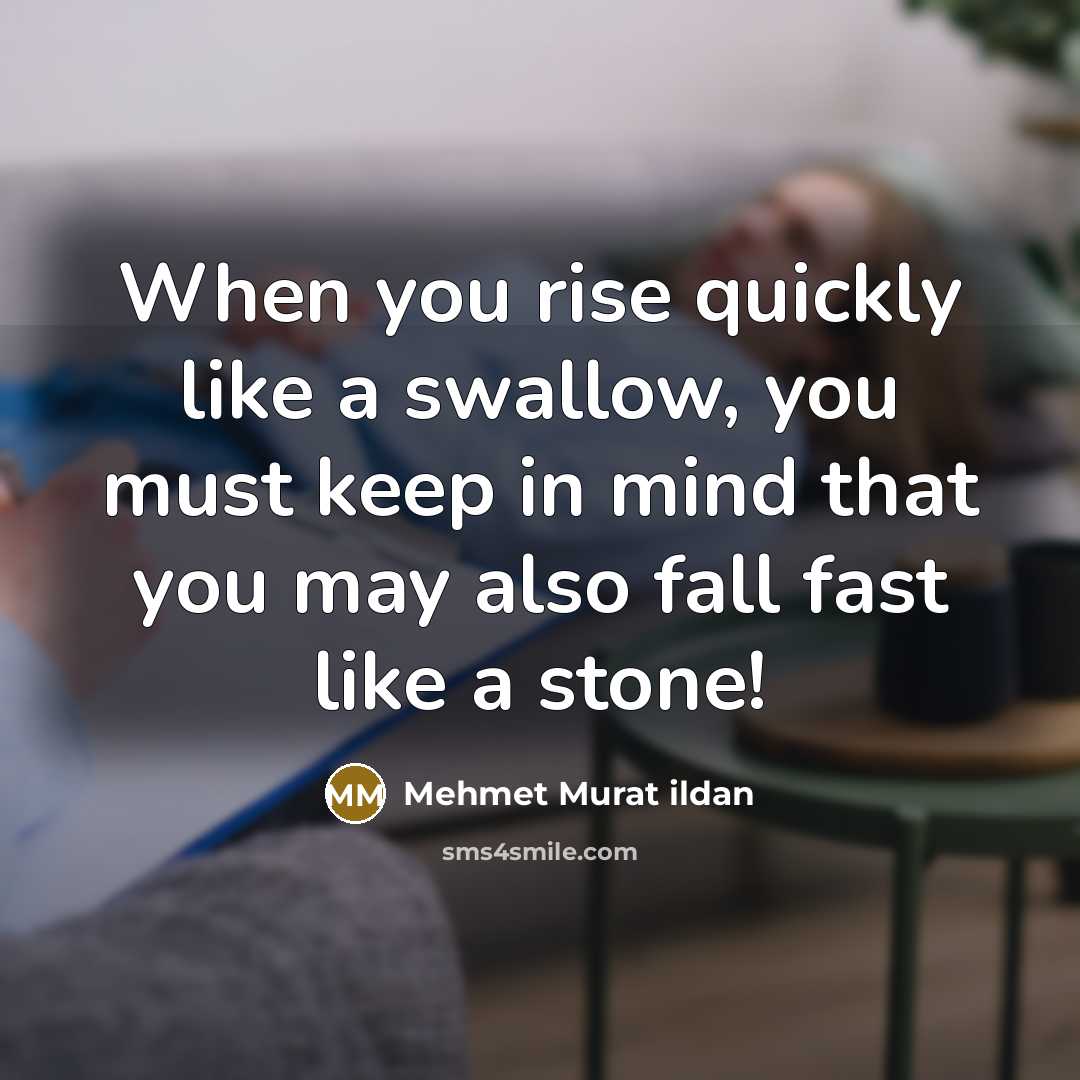 “When you rise quickly like a swallow, you must keep…” quote by Mehmet Murat Ildan