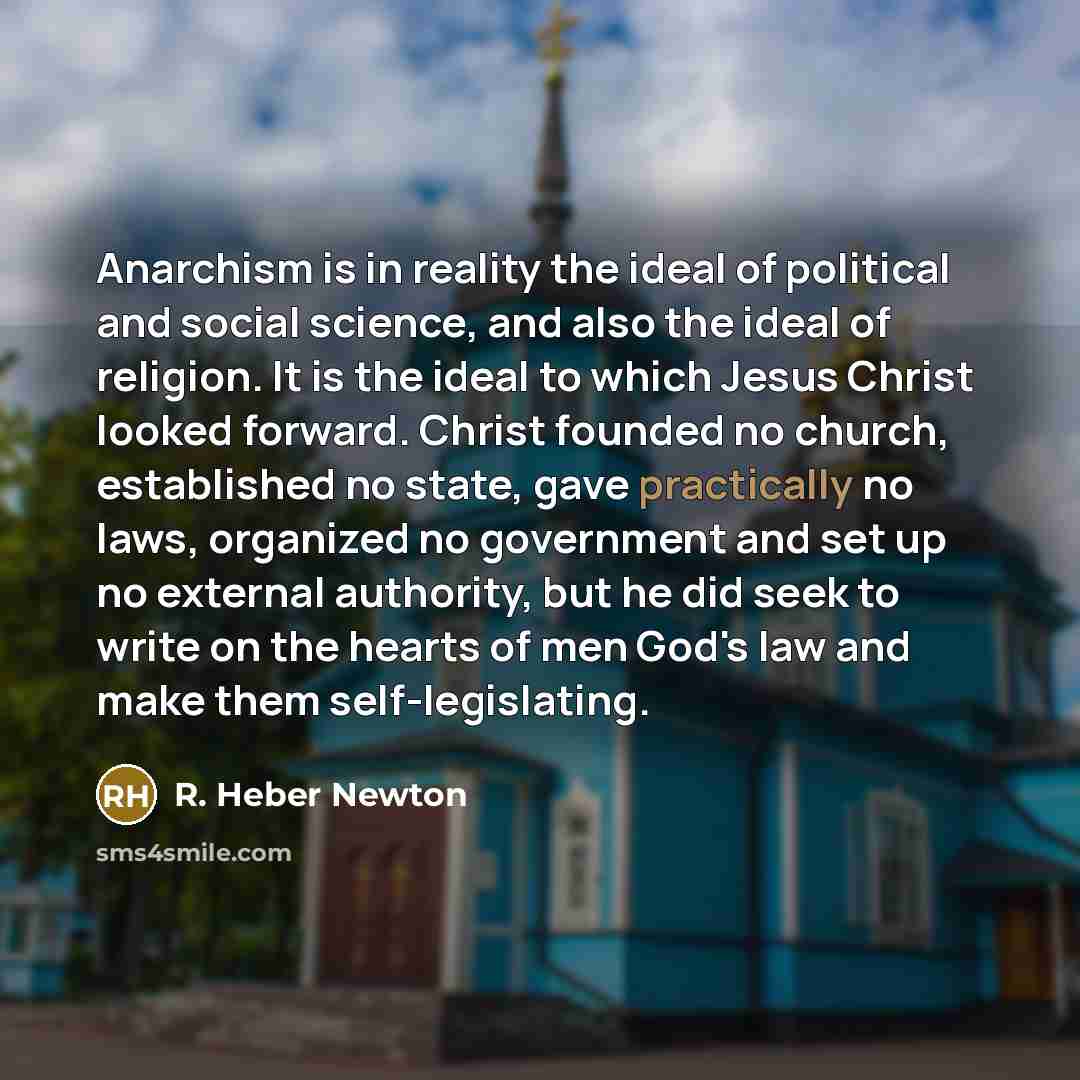 “Anarchism is in reality the ideal of political and social…” quote by R. Heber Newton