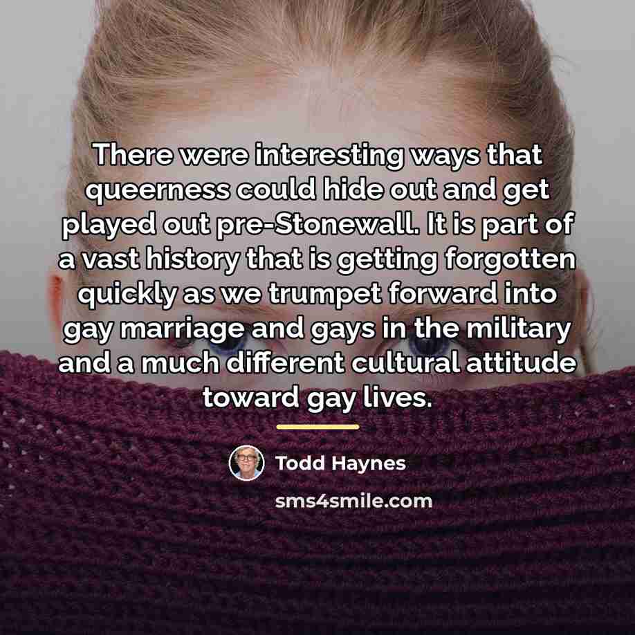 “There were interesting ways that queerness could hide out and…” quote by Todd Haynes