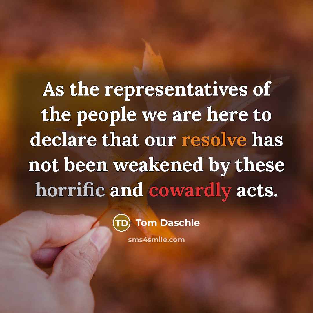 “As the representatives of the people we are here to…” quote by Tom Daschle