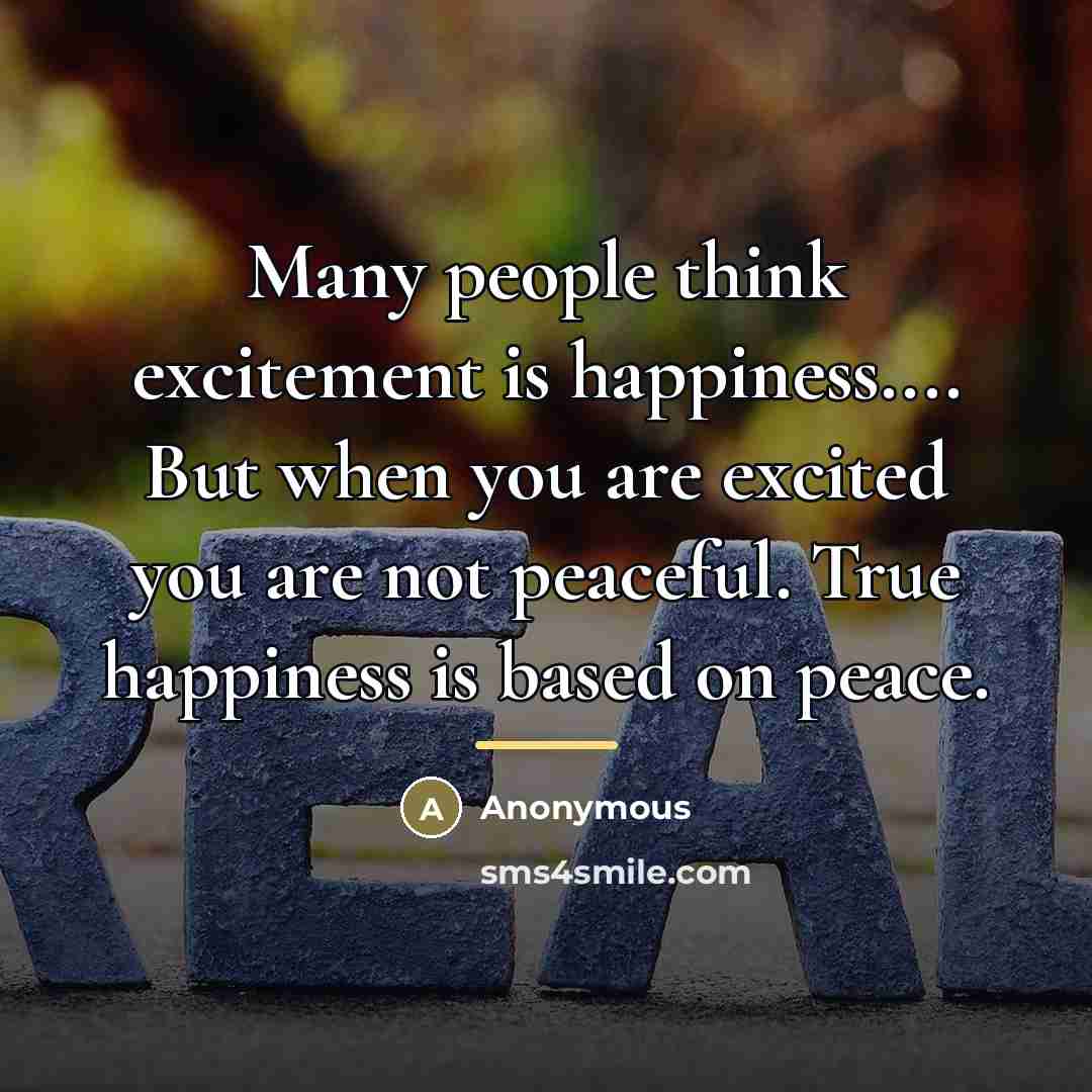 “Many people think excitement is happiness.... But when you are…” quote by Anonymous