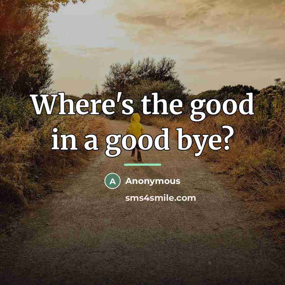 “Where's the good in a good bye?…” quote by Anonymous