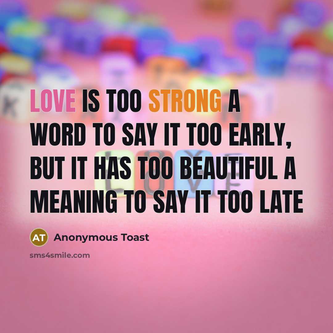 “Love is too strong a word to say it too…” quote by Anonymous Toast