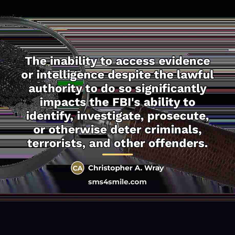 “The inability to access evidence or intelligence despite the lawful…” quote by Christopher A. Wray