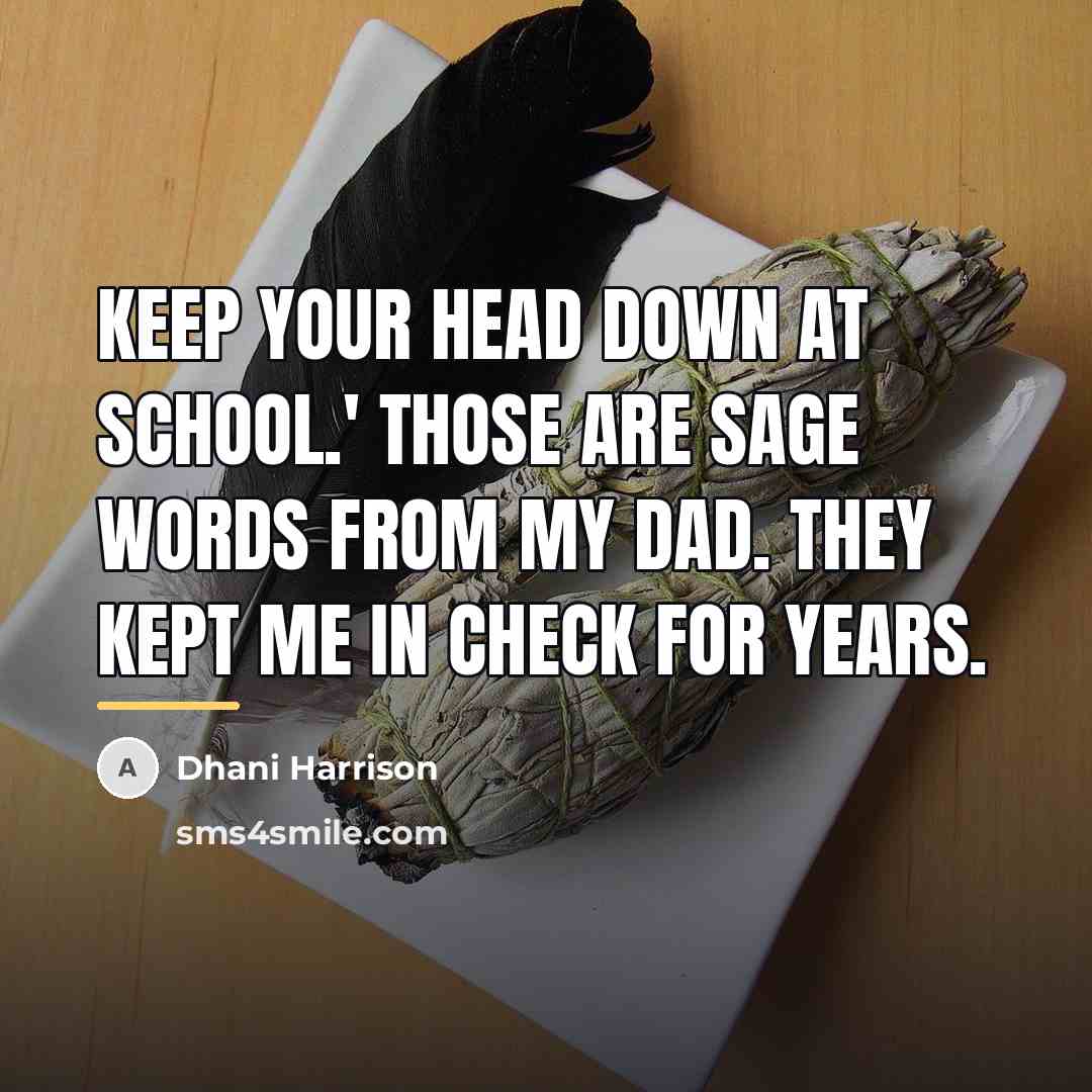 “Keep your head down at school.' Those are sage words…” quote by Dhani Harrison