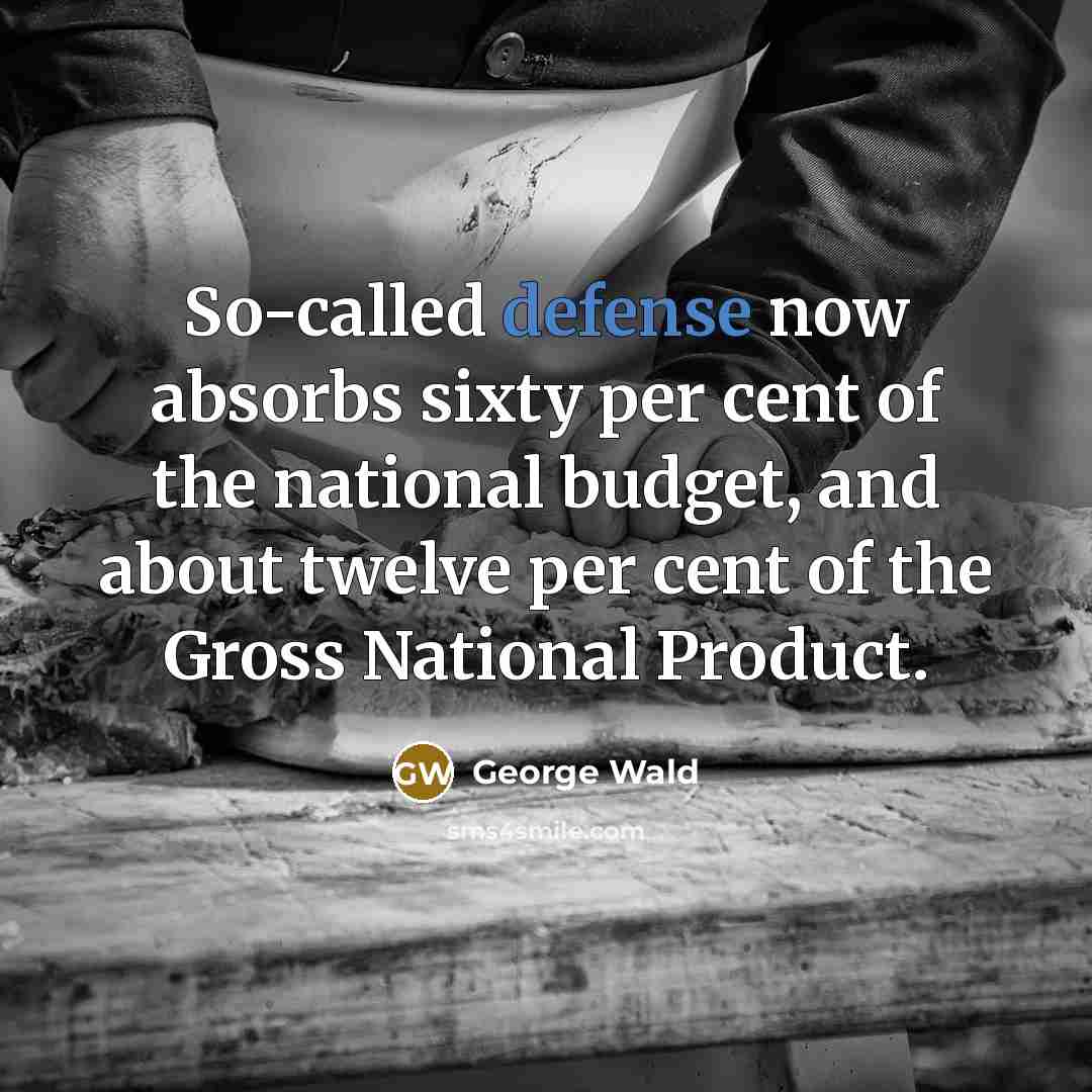 “So-called defense now absorbs sixty per cent of the national…” quote by George Wald