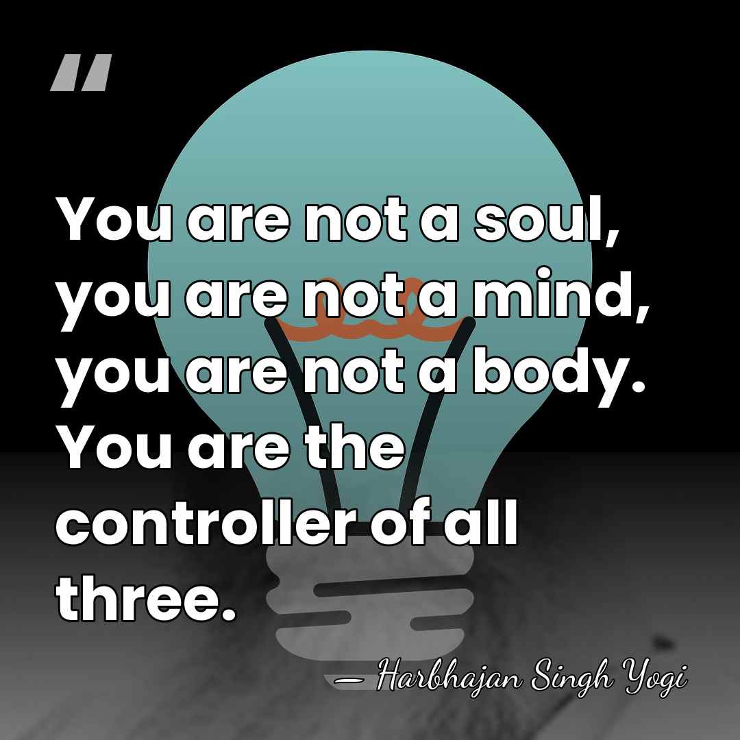 You are not a soul, you are not a mind, you are&hellip; - Harbhajan Singh Yogi