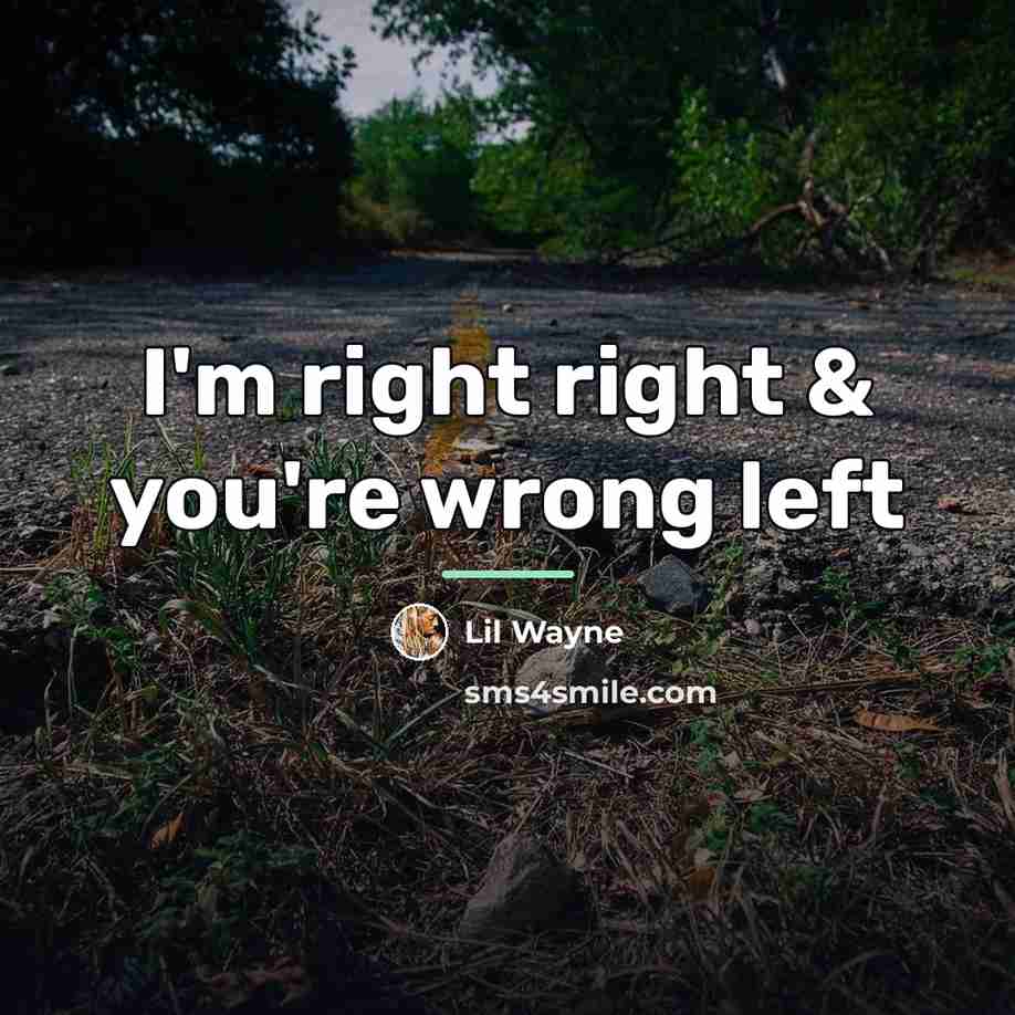 “I'm right right & you're wrong left…” quote by Lil Wayne