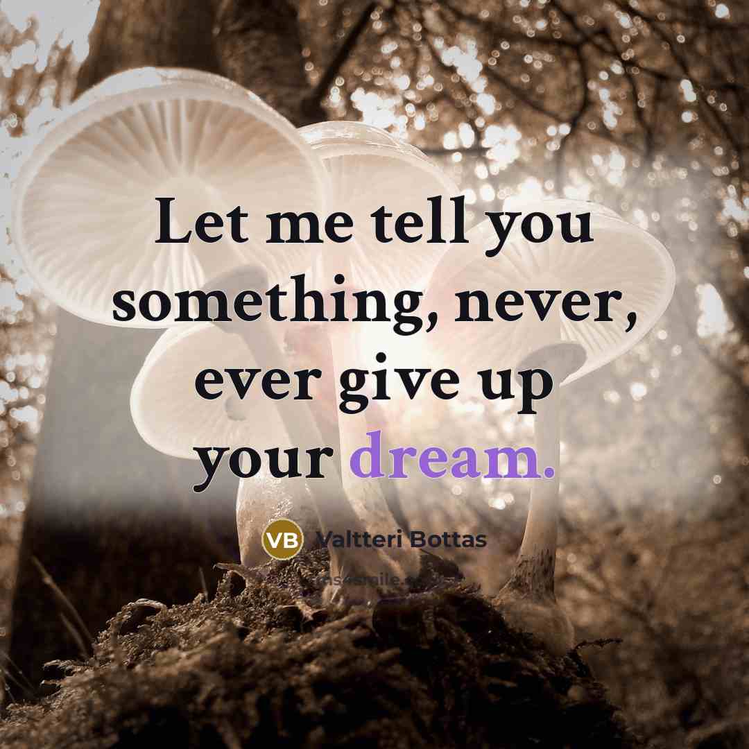 “Let me tell you something, never, ever give up your…” quote by Valtteri Bottas