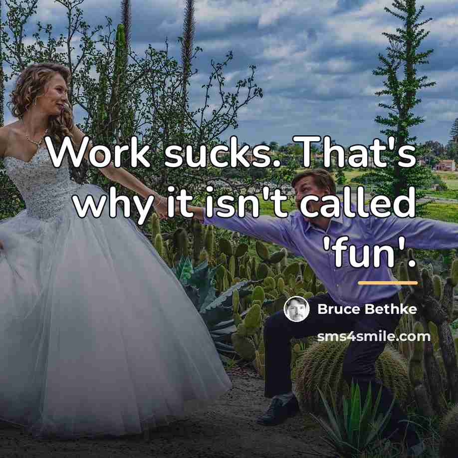“Work sucks. That's why it isn't called 'fun'.…” quote by Bruce Bethke