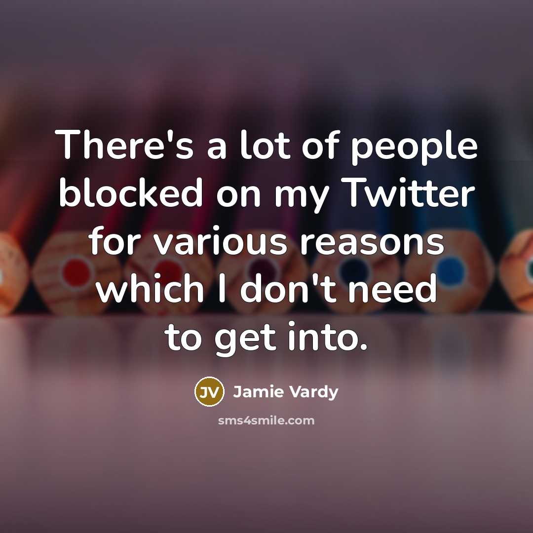 “There's a lot of people blocked on my Twitter for various reasons which I don't need to get into.” quote by Jamie Vardy