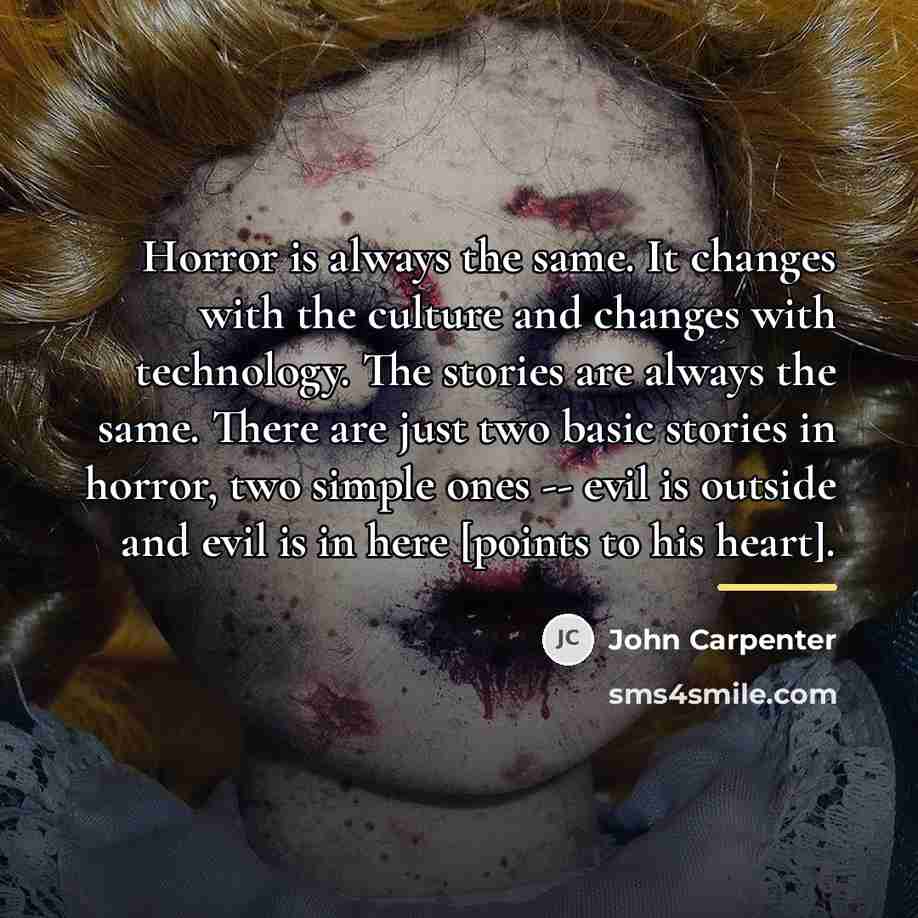 “Horror is always the same. It changes with the culture…” quote by John Carpenter