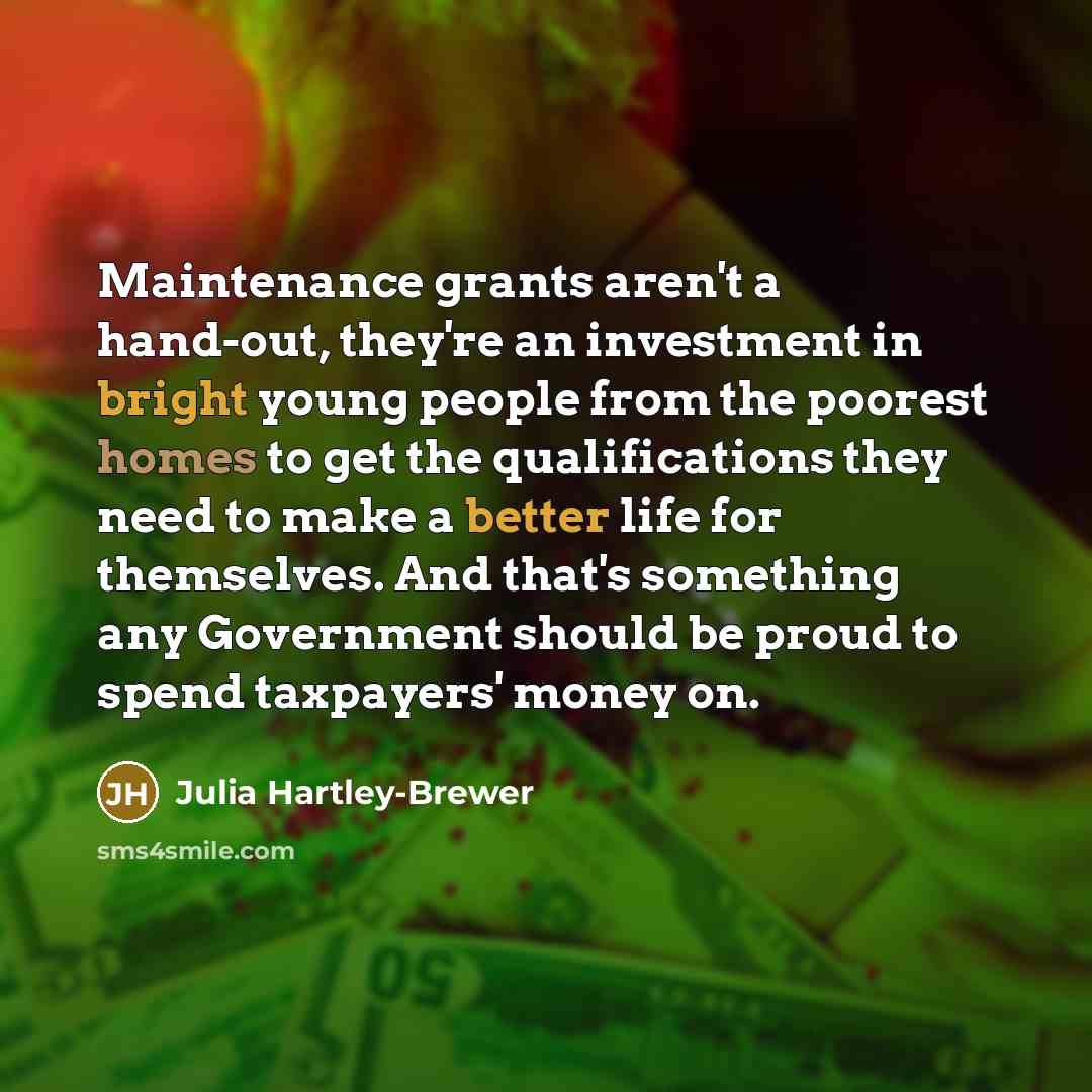 “Maintenance grants aren't a hand-out, they're an investment in bright…” quote by Julia Hartley-Brewer