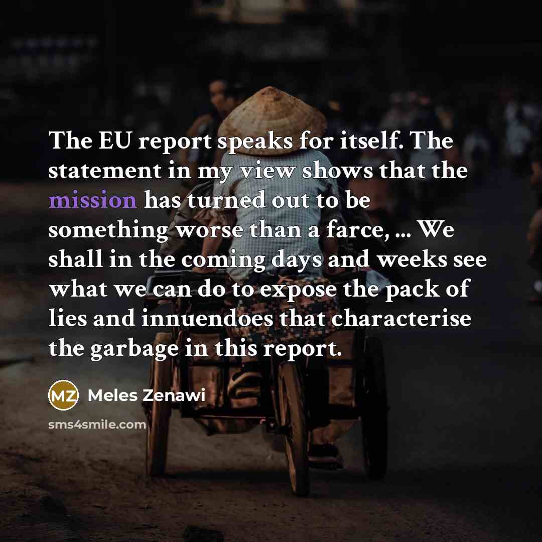 “The EU report speaks for itself. The statement in my…” quote by Meles Zenawi