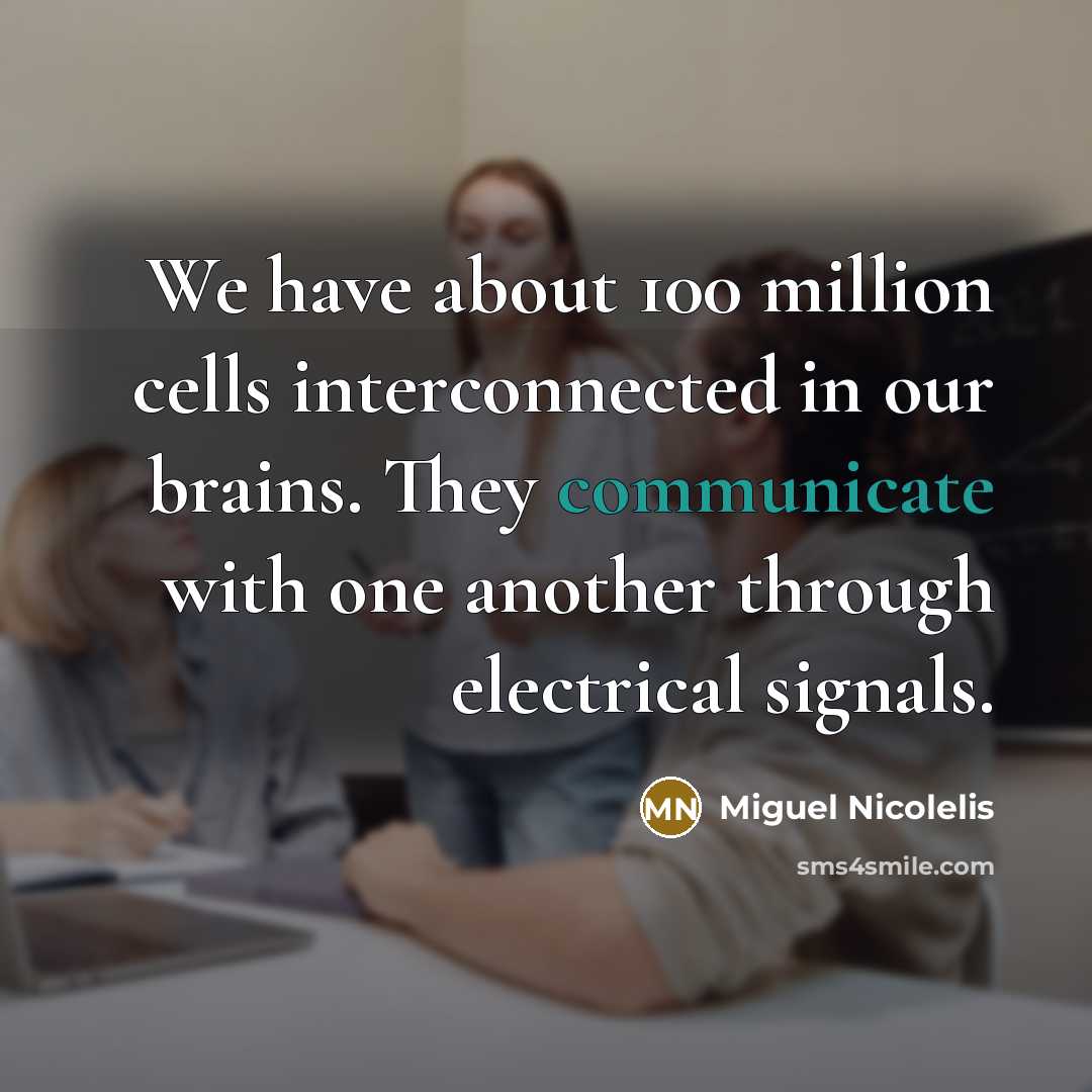 “We have about 100 million cells interconnected in our brains.…” quote by Miguel Nicolelis