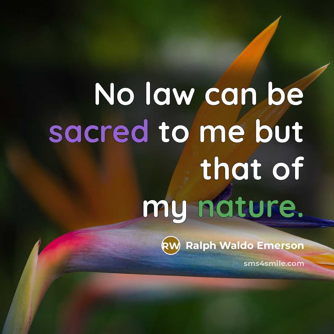 “No law can be sacred to me but that of…” quote by Ralph Waldo Emerson