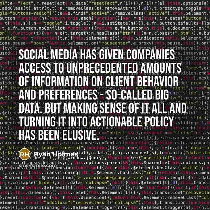 “Social media has given companies access to unprecedented amounts of…” quote by Ryan Holmes