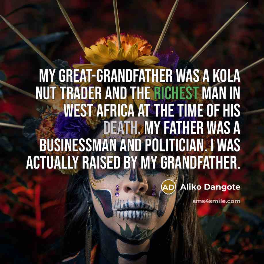 “My great-grandfather was a kola nut trader and the richest…” quote by Aliko Dangote