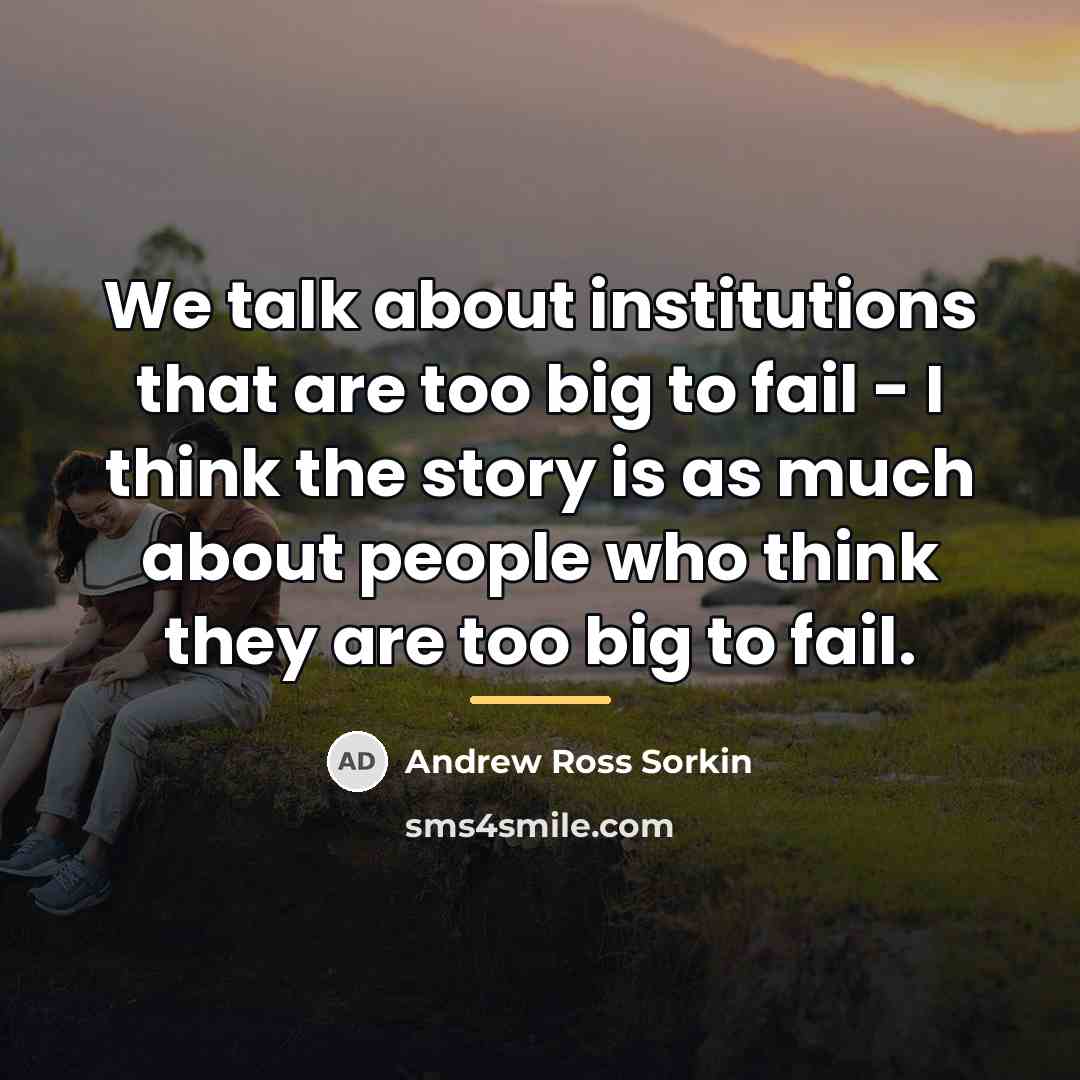 “We talk about institutions that are too big to fail…” quote by Andrew Ross Sorkin