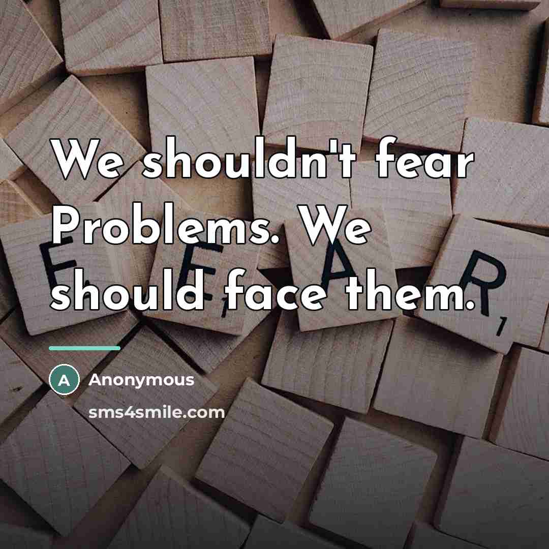 “We shouldn't fear Problems. We should face them.…” quote by Anonymous