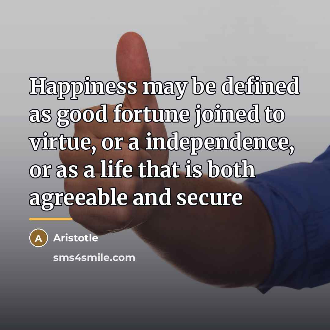 “Happiness may be defined as good fortune joined to virtue,…” quote by Aristotle