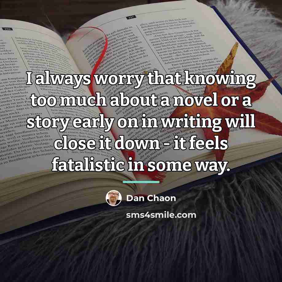 “I always worry that knowing too much about a novel…” quote by Dan Chaon