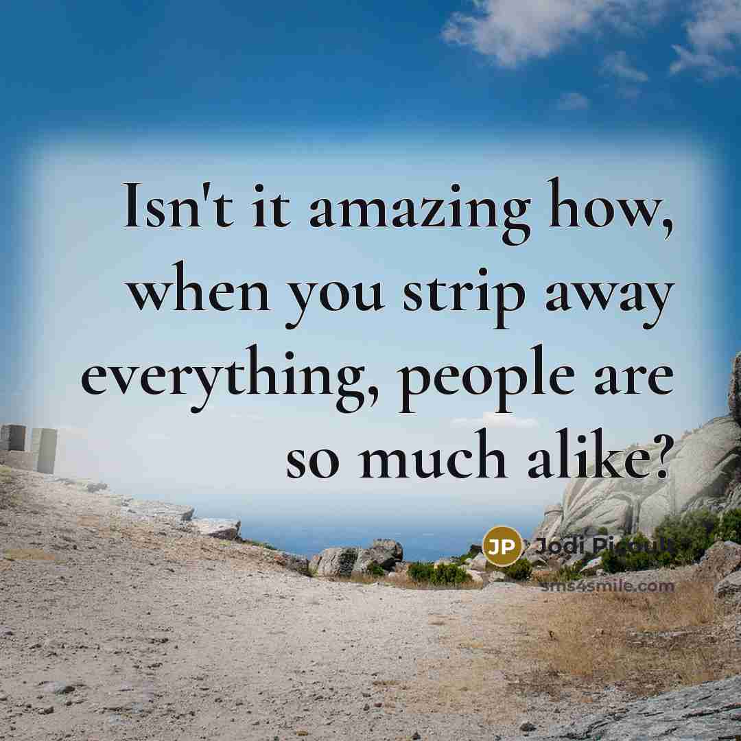 “Isn't it amazing how, when you strip away everything, people…” quote by Jodi Picoult
