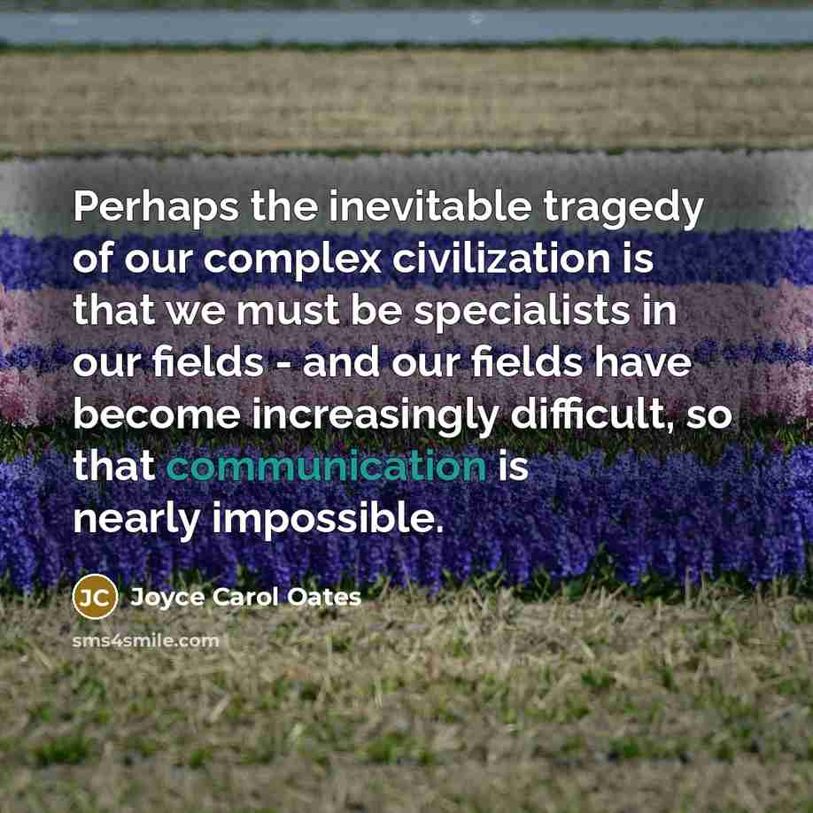 “Perhaps the inevitable tragedy of our complex civilization is that…” quote by Joyce Carol Oates