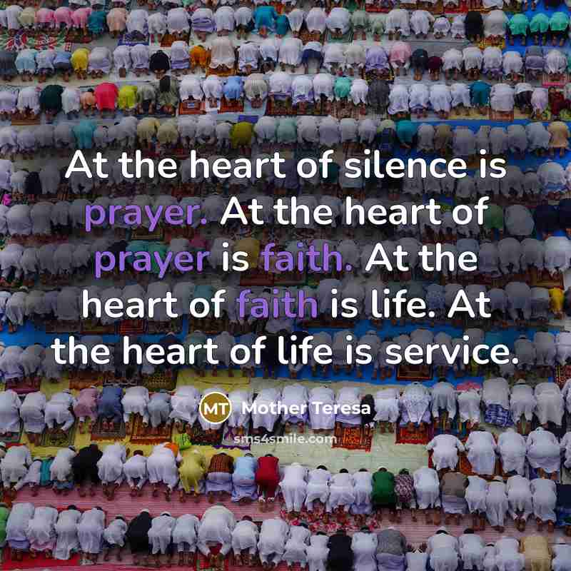 “At the heart of silence is prayer. At the heart…” quote by Mother Teresa