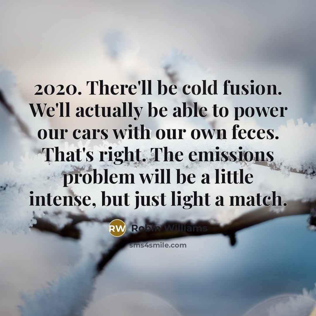 “2020. There'll be cold fusion. We'll actually be able to…” quote by Robin Williams