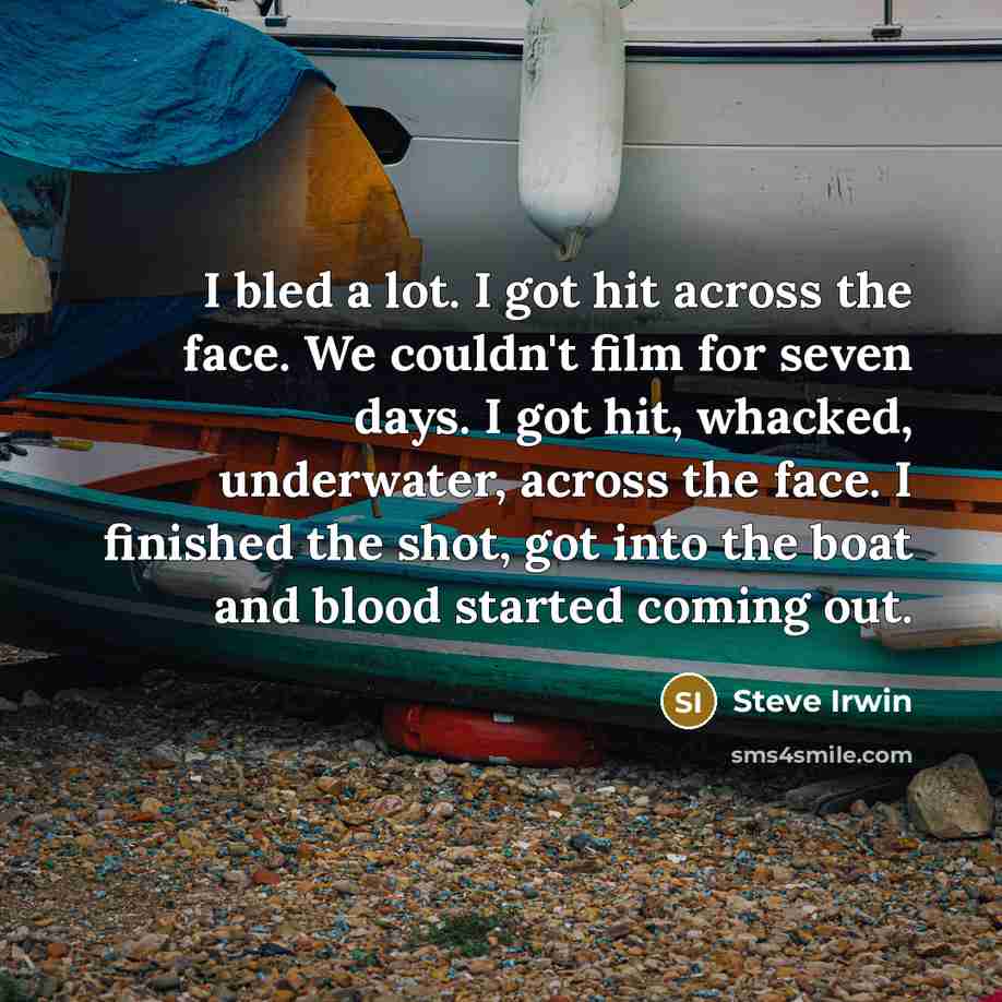 “I bled a lot. I got hit across the face.…” quote by Steve Irwin