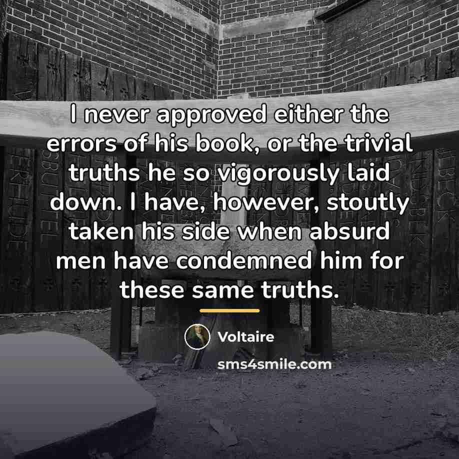 “I never approved either the errors of his book, or…” quote by Voltaire