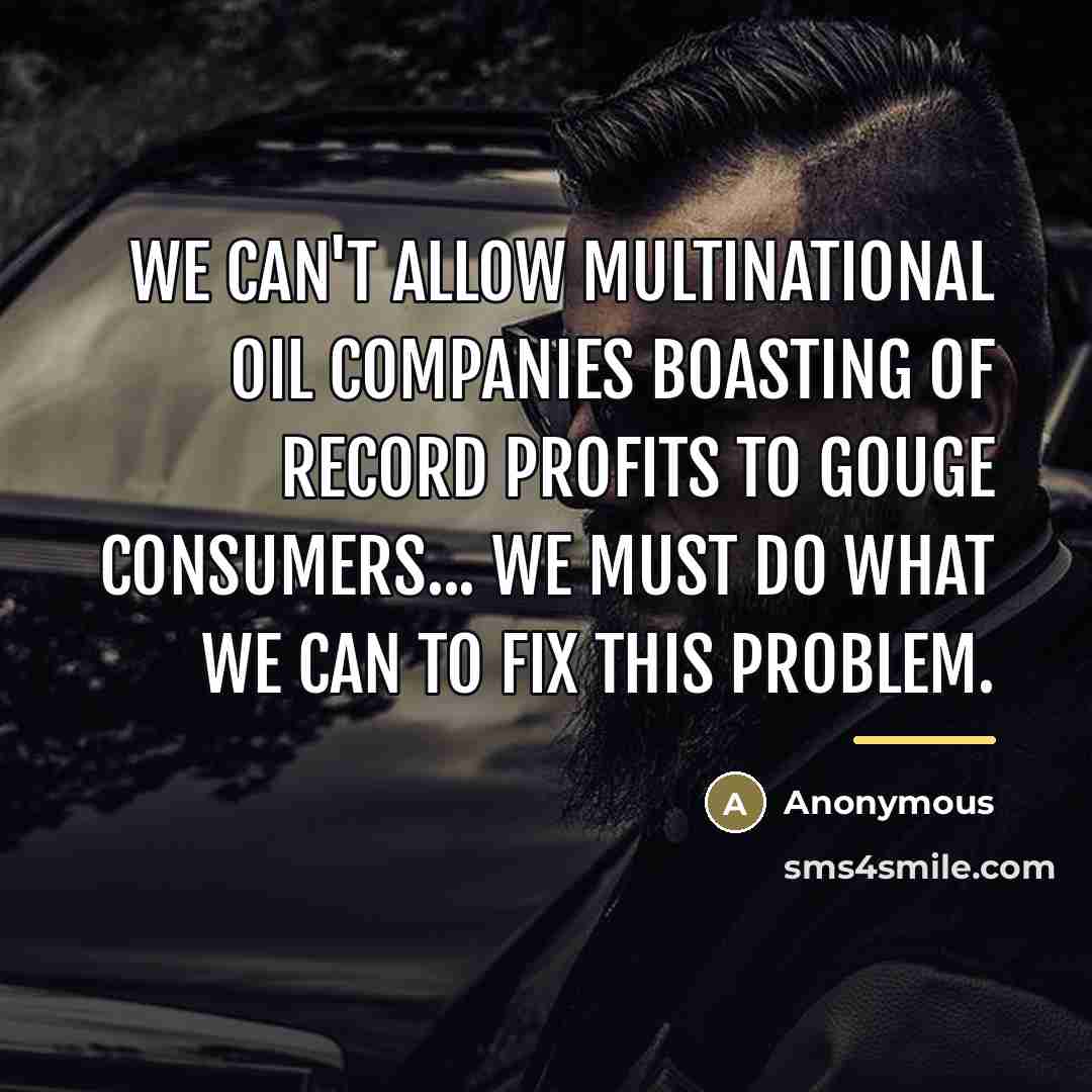 “We can't allow multinational oil companies boasting of record profits…” quote by Anonymous