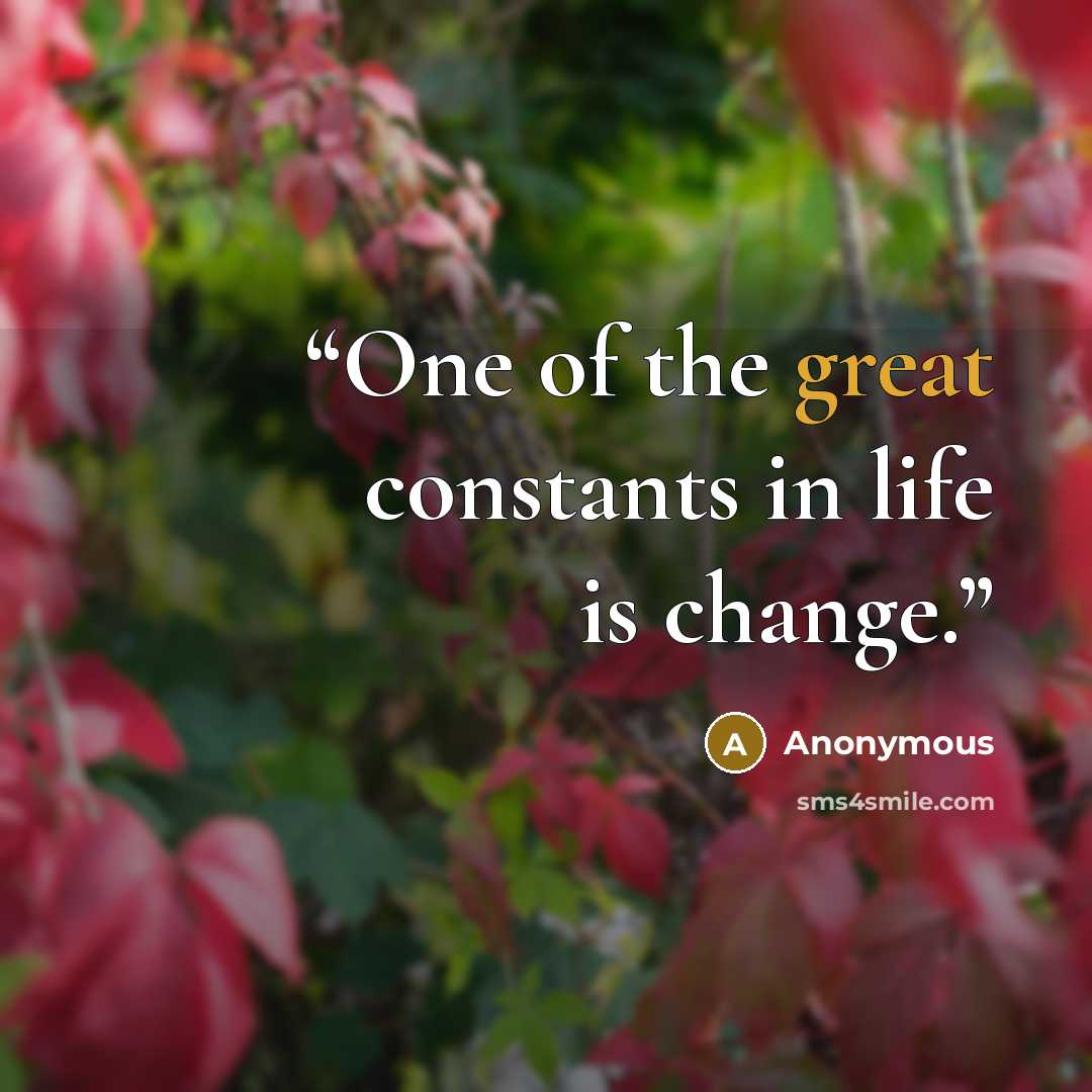 “One of the great constants in life is change.” quote by Anonymous