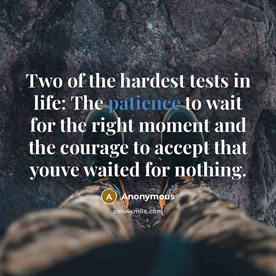 “Two of the hardest tests in life: The patience to…” quote by Anonymous