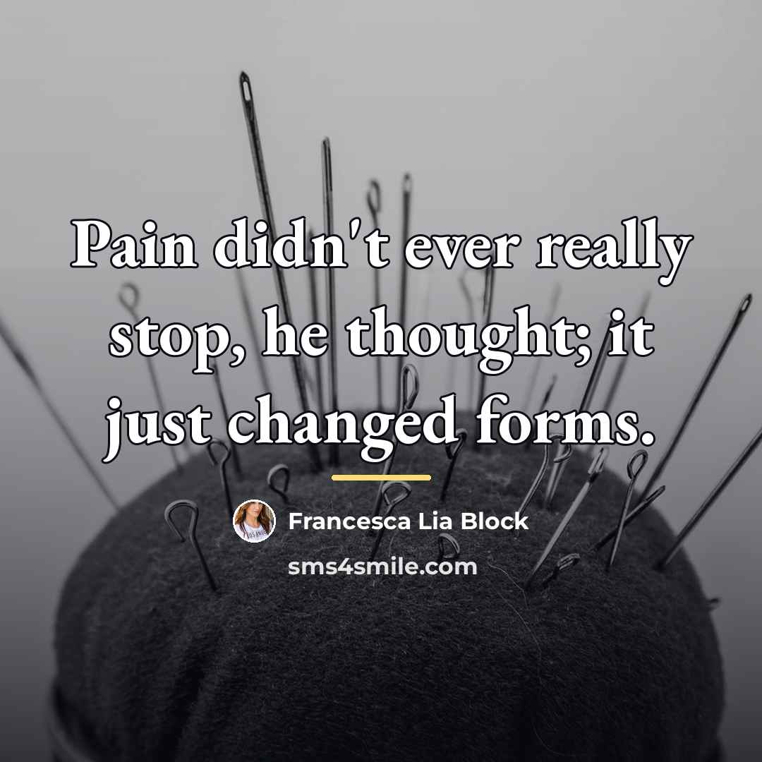 “Pain didn't ever really stop, he thought; it just changed…” quote by Francesca Lia Block