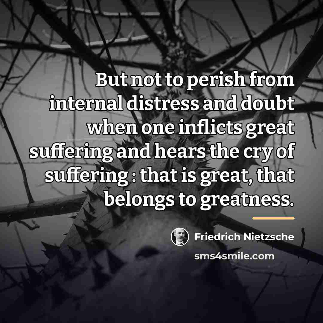 “But not to perish from internal distress and doubt when…” quote by Friedrich Nietzsche