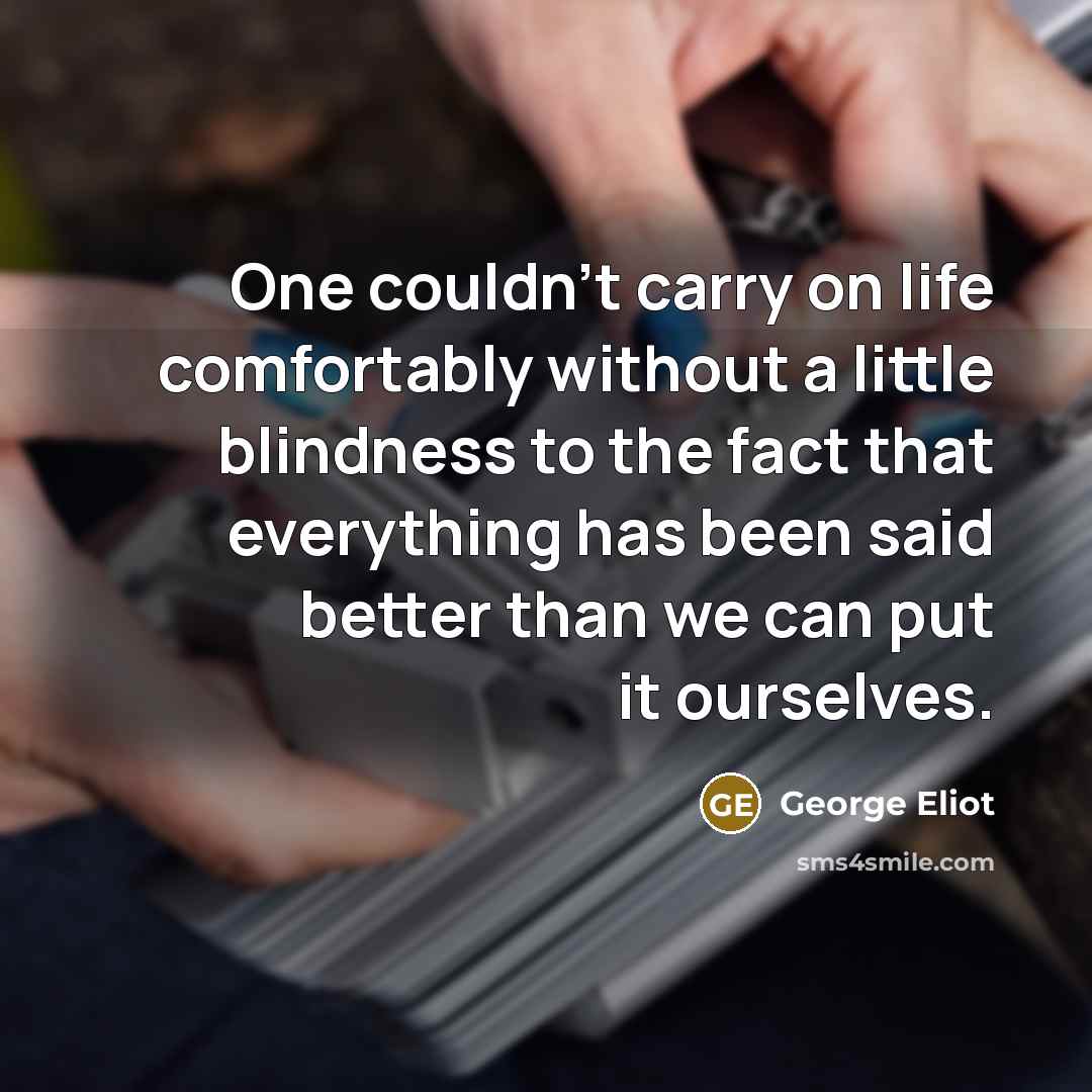 “One couldn't carry on life comfortably without a little blindness…” quote by George Eliot