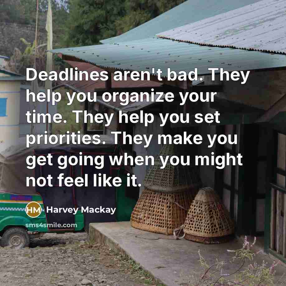 “Deadlines aren't bad. They help you organize your time. They…” quote by Harvey Mackay