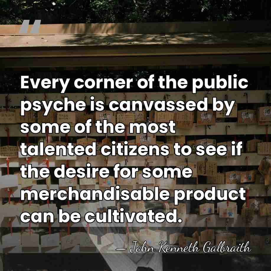 Every corner of the public psyche is canvassed by some of the&hellip; - John Kenneth Galbraith