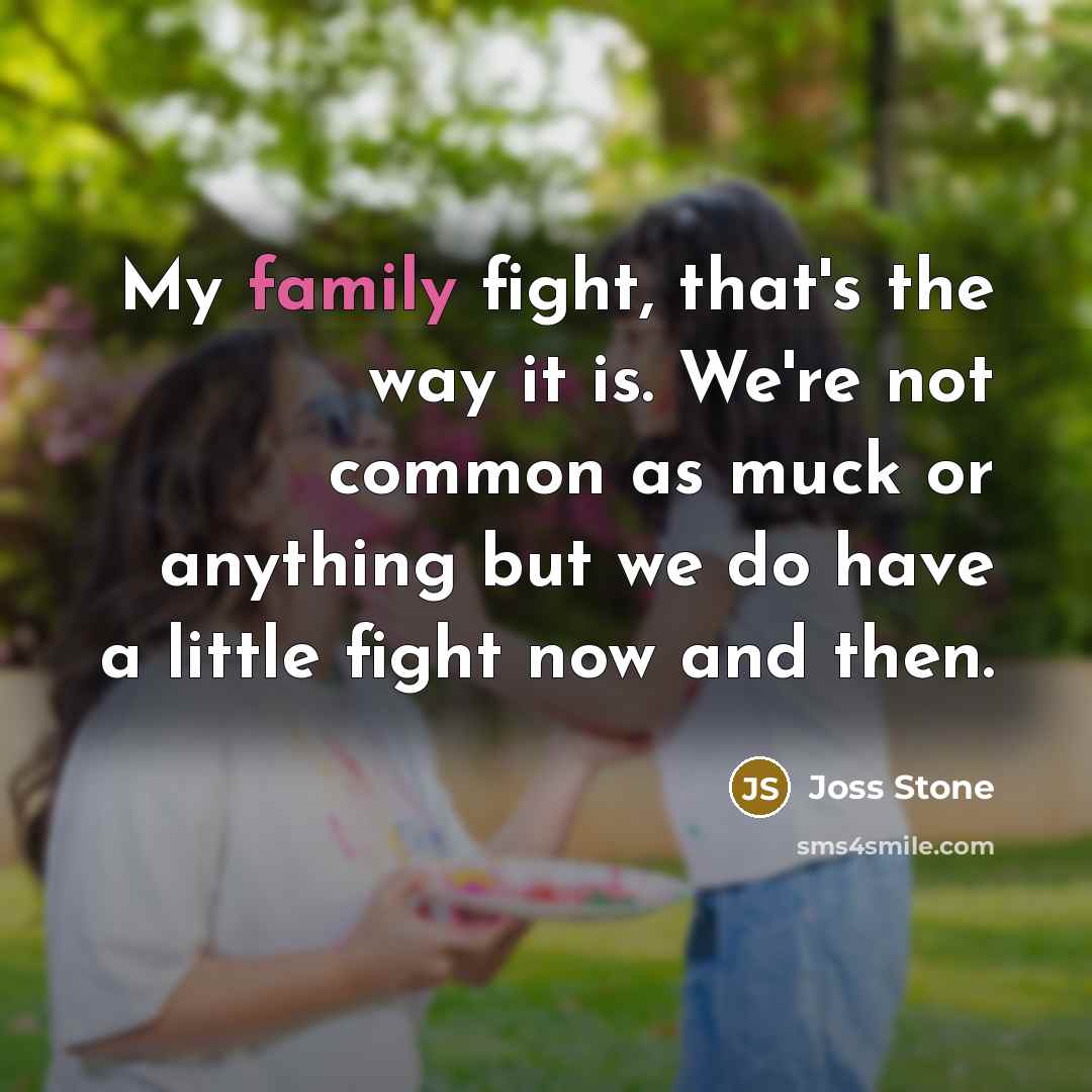 “My family fight, that's the way it is. We're not…” quote by Joss Stone