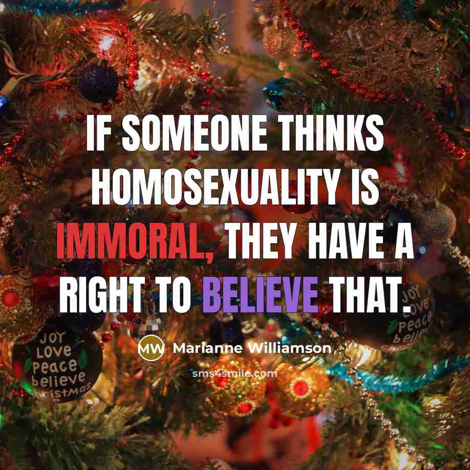 “If someone thinks homosexuality is immoral, they have a right…” quote by Marianne Williamson