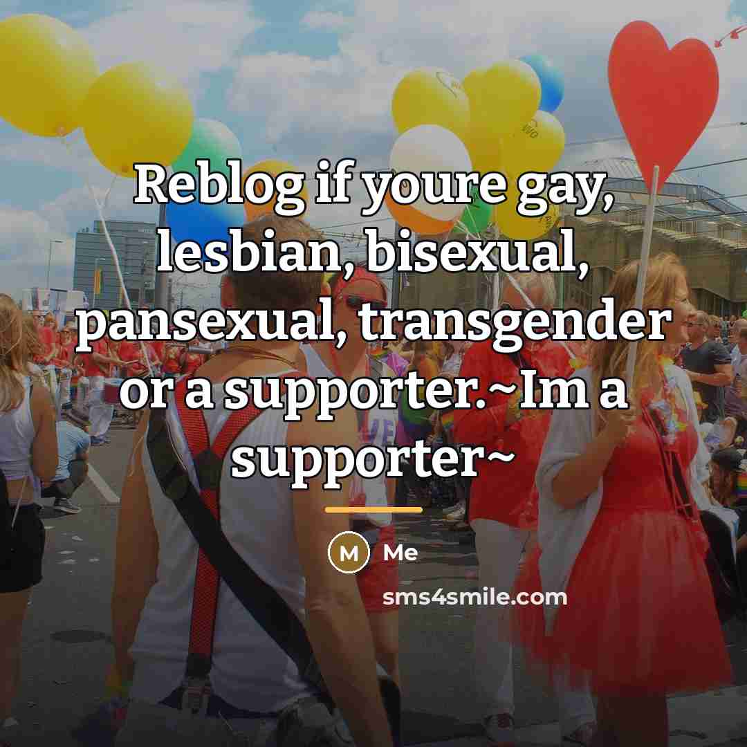 “Reblog if youre gay, lesbian, bisexual, pansexual, transgender or a…” quote by Me