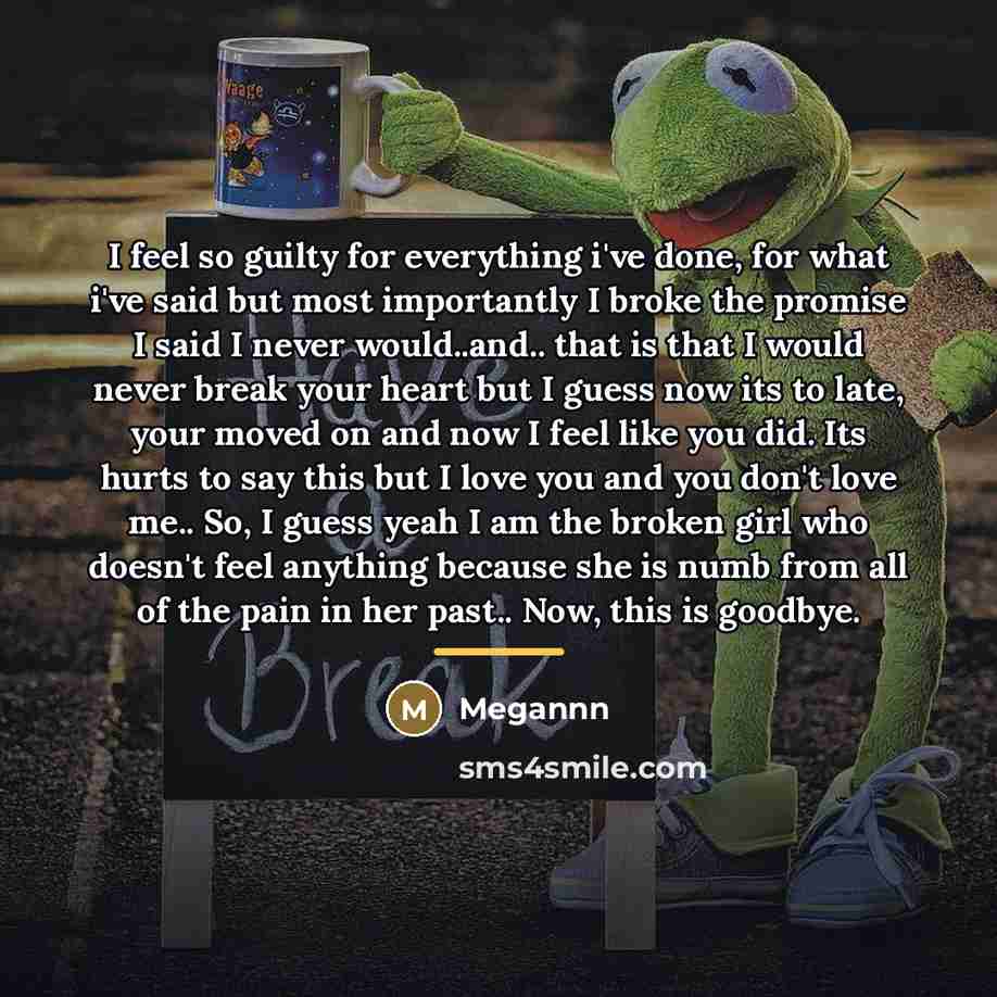 “I feel so guilty for everything i've done, for what…” quote by Megannn