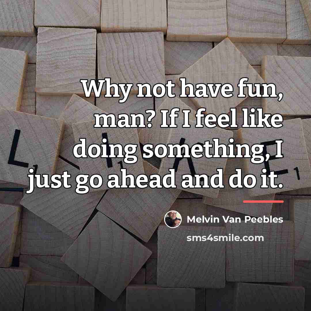 “Why not have fun, man? If I feel like doing…” quote by Melvin Van Peebles