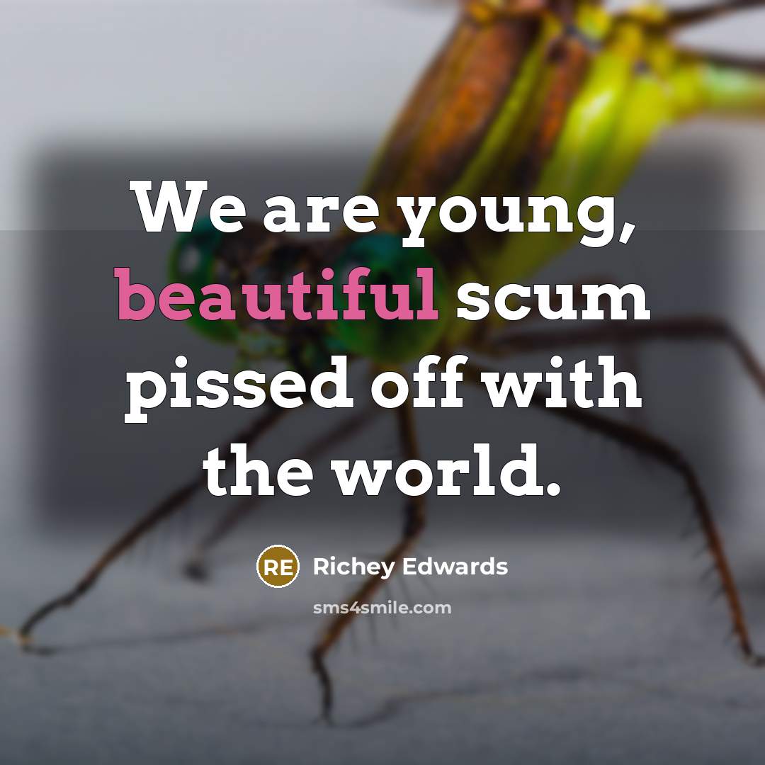 “We are young, beautiful scum pissed off with the world.…” quote by Richey Edwards