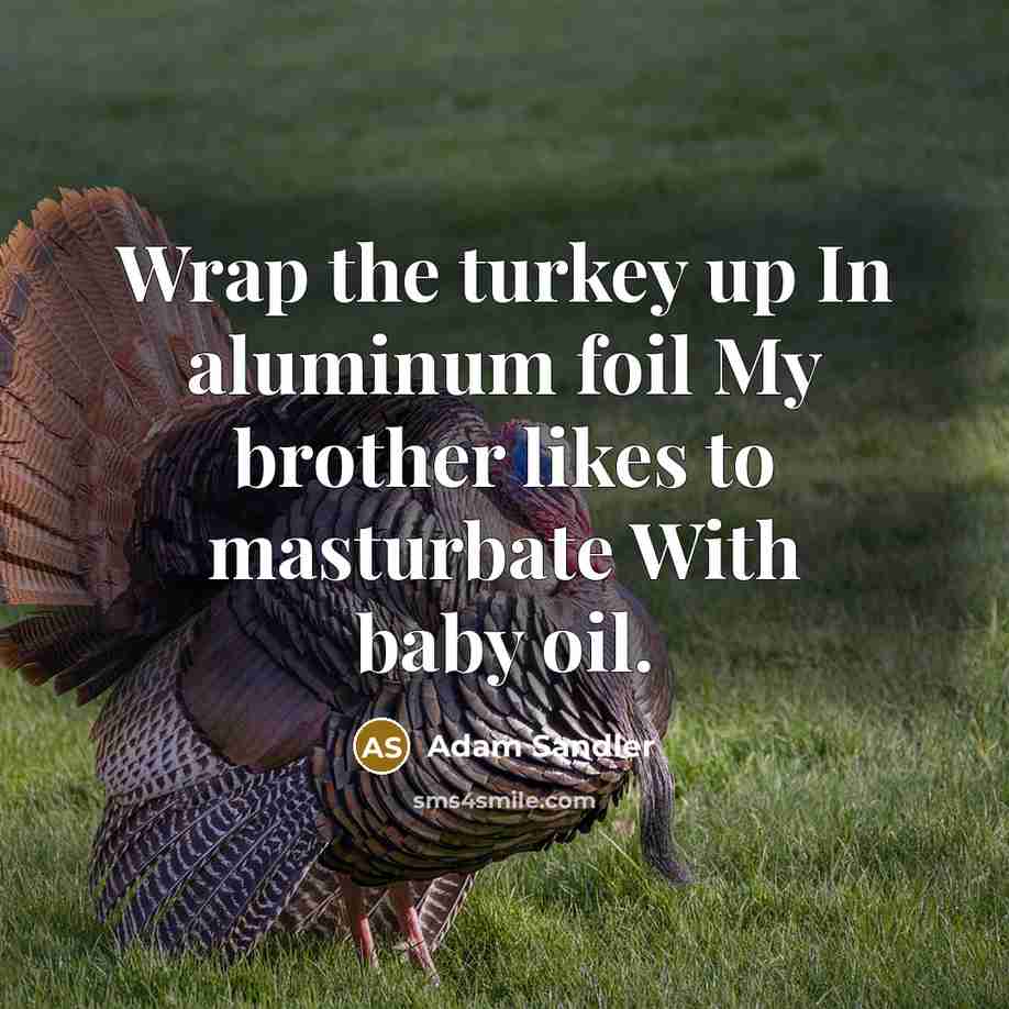 “Wrap the turkey up In aluminum foil My brother likes…” quote by Adam Sandler