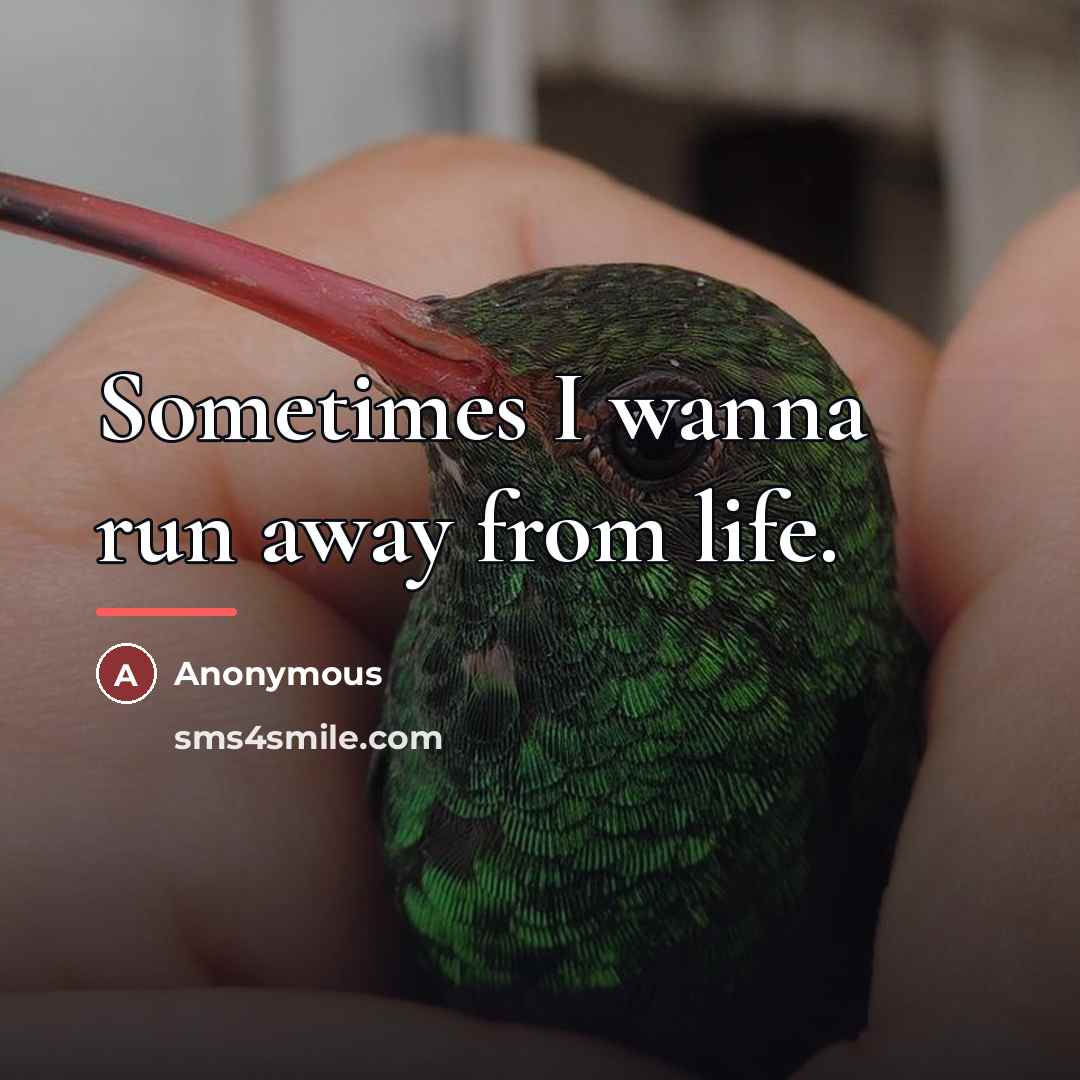 “Sometimes I wanna run away from life.…” quote by Anonymous